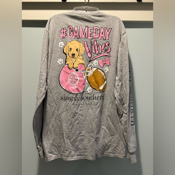 Simply Southern Game Day vibes long sleeve Tshirts size Medium - Picture 1 of 7